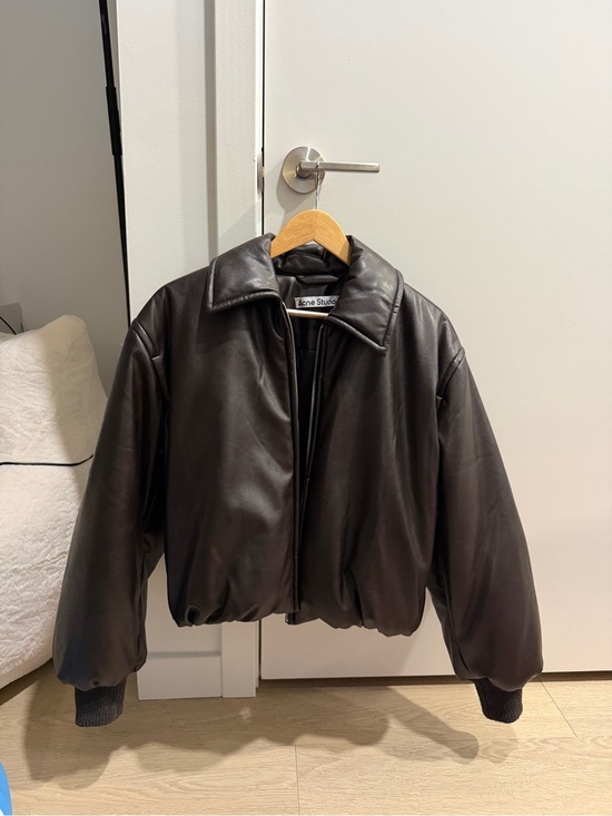 Acne Studios Jackets & Blazers - Acne Black Leather Bomber with Boxy Silhouette